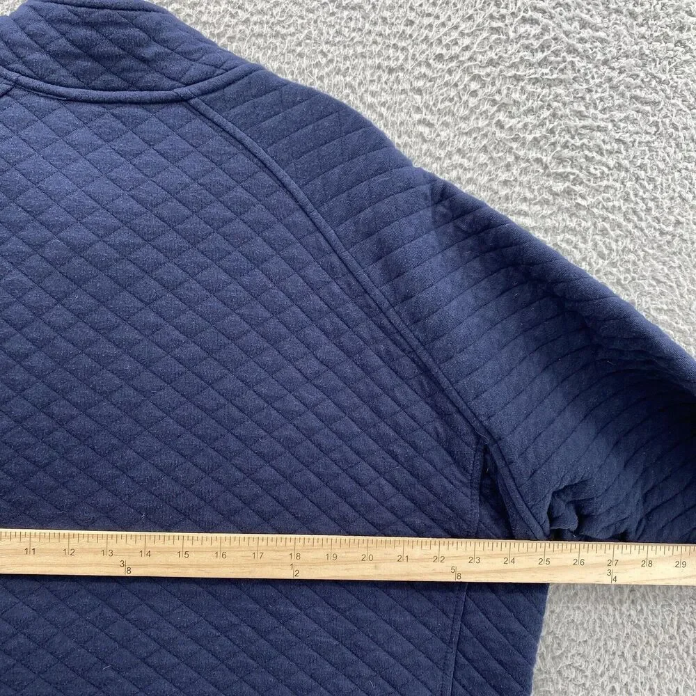 Eddie Bauer Sweater Mens XL Blue 1/4 Button Pull Over Preppy Waffle Quilted Golf